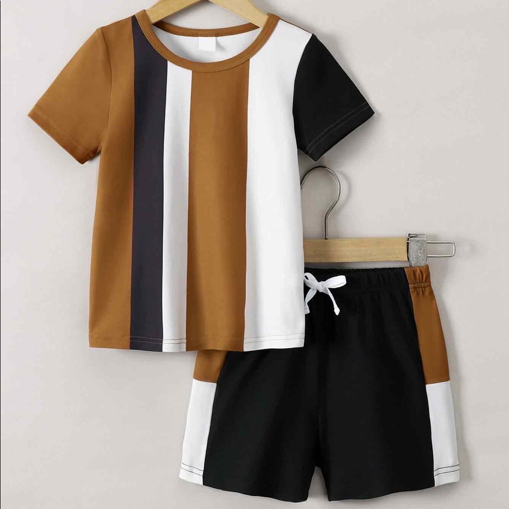 Boys Color Block T-Shirt and Shorts Set
